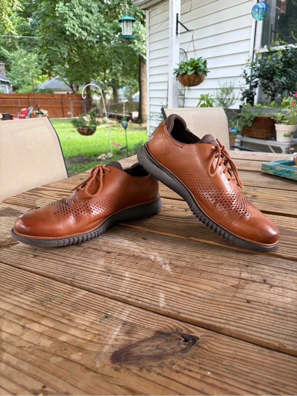 Cole Haan Men's Zerogrand Casual Perforated Leather Shoes - Brown size 10.5W